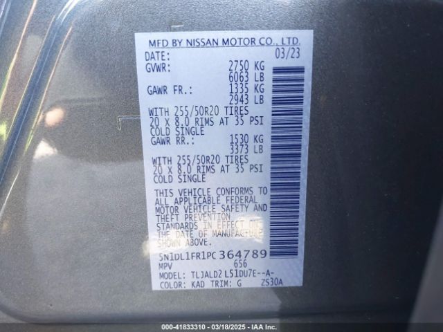 5N1DL1FR1PC364789 Infiniti QX60 LUXE