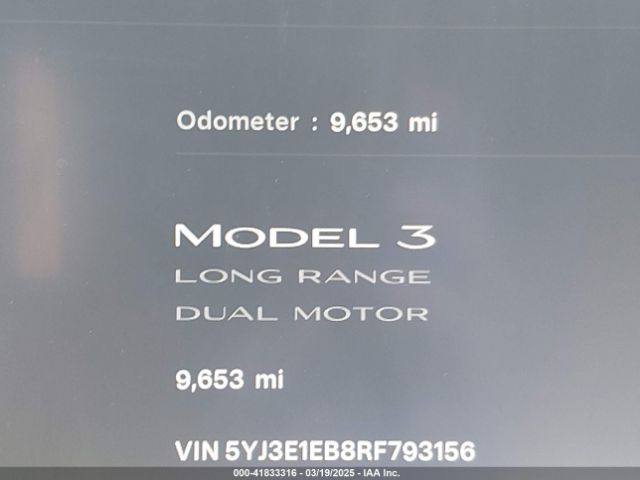 5YJ3E1EB8RF793156 Tesla Model 3 Long Range Dual Motor All-wheel Drive