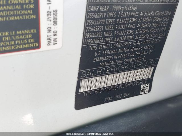2019 LAND ROVER DISCOVERY SALRT2RK8KA080555 Photo 8