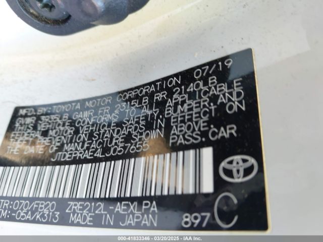 2020 TOYOTA COROLLA JTDEPRAE4LJ057655 Photo 8
