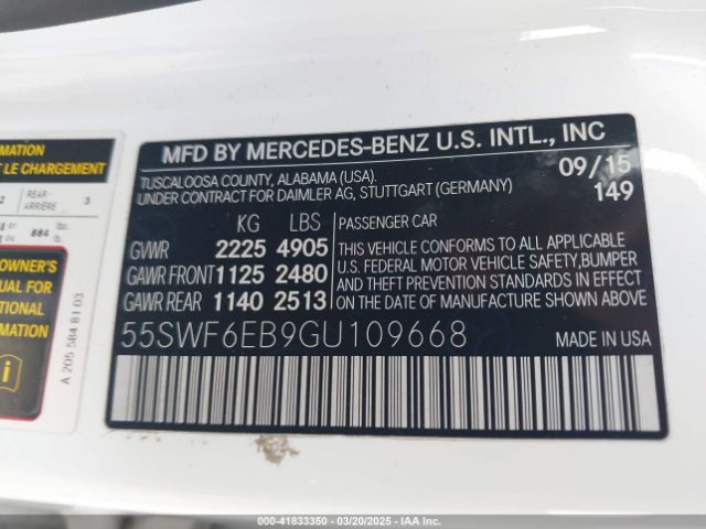 2016 MERCEDES-BENZ C 450 AMG 55SWF6EB9GU109668 Photo 8