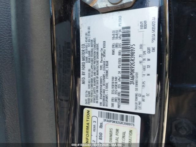3FA6P0K92GR398975 Ford Fusion Titanium