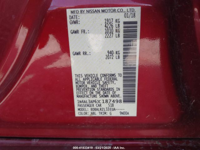 1N4AL3AP6JC187498 Nissan Altima 2.5 Sl