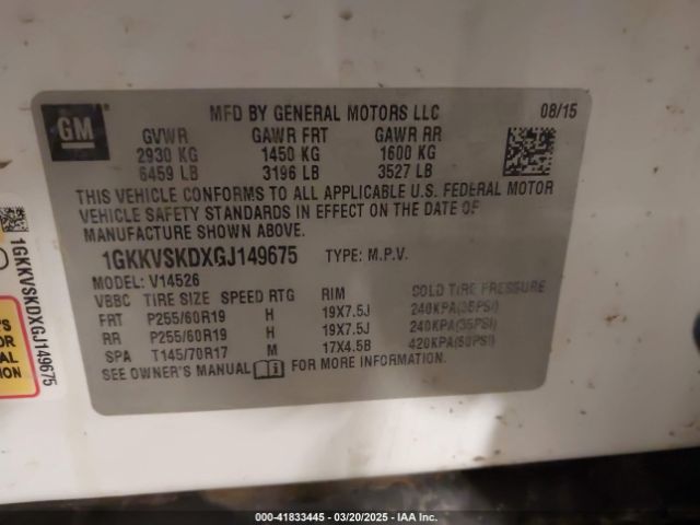 1GKKVSKDXGJ149675 GMC Acadia Slt-2