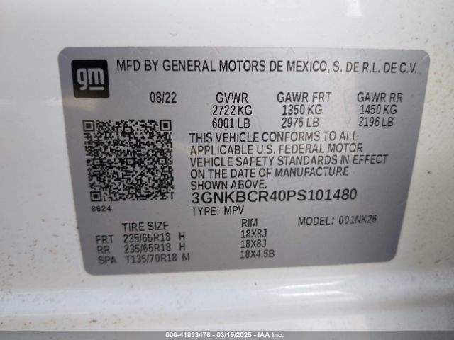 3GNKBCR40PS101480 Chevrolet Blazer Fwd 2lt