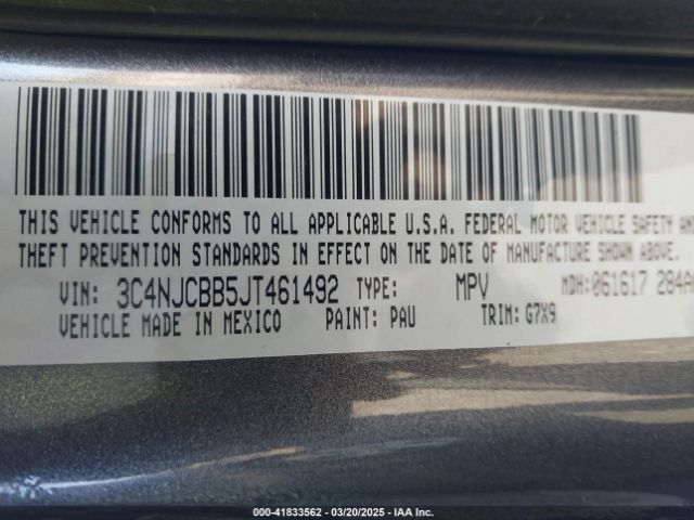 3C4NJCBB5JT461492 Jeep Compass Latitude Fwd