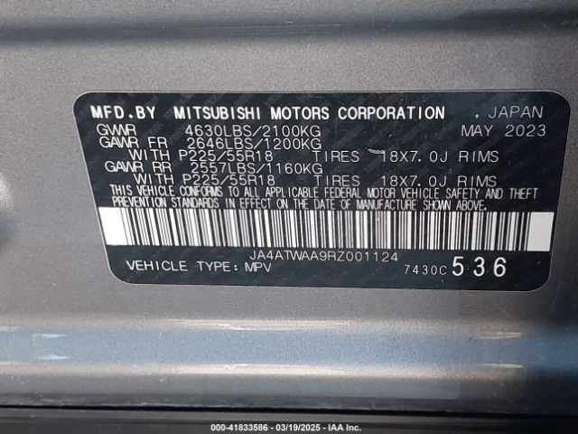 JA4ATWAA9RZ001124 Mitsubishi Eclipse Cross Sel