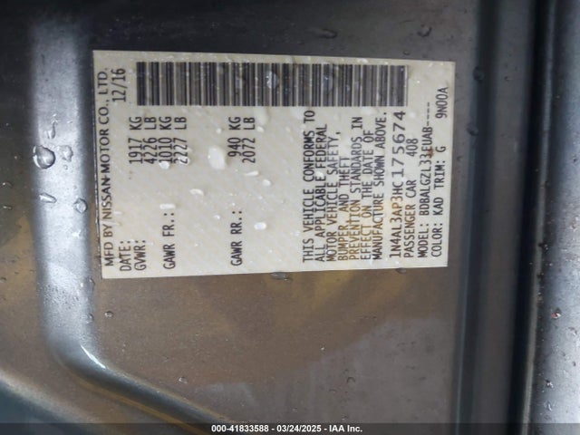 1N4AL3AP3HC175674 Nissan Altima 2.5 S