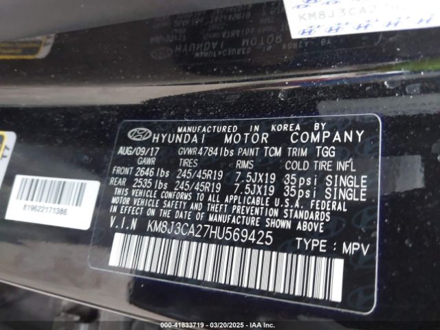 KM8J3CA27HU569425 Hyundai Tucson Value