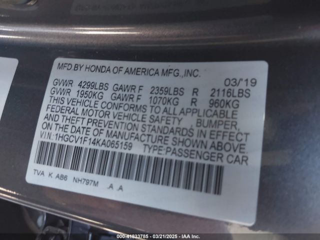 1HGCV1F14KA065159 Honda ACCORD LX