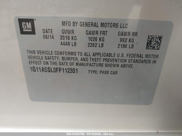 1G11A5SL0FF112351 Chevrolet Malibu 1fl