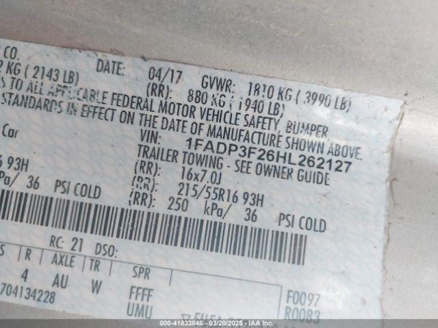 1FADP3F26HL262127 Ford FOCUS SE