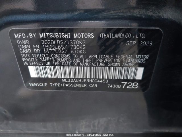 ML32AUHJ6RH004453 Mitsubishi MIRAGE ES