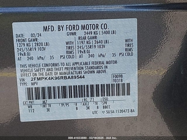 Ford Edge Titanium 2024 2FMPK4K96RBA89544 Image 9