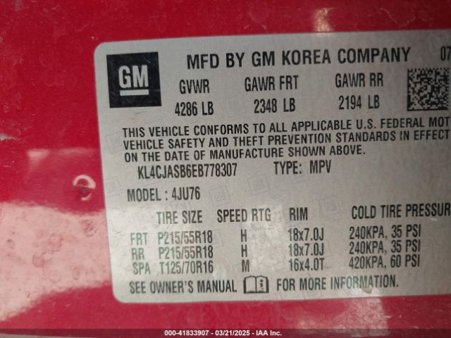 KL4CJASB6EB778307 Buick Encore