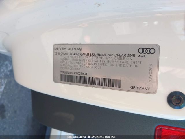 WAUSNAF53KA026928 Audi A5 45 Premium