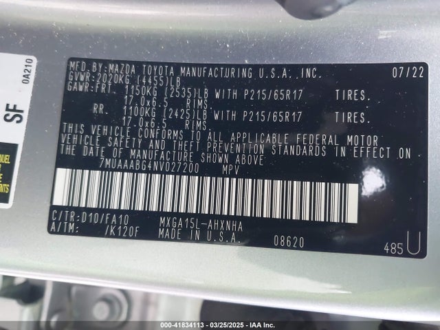 7MUAAABG4NV027200 Toyota Corolla Cross L