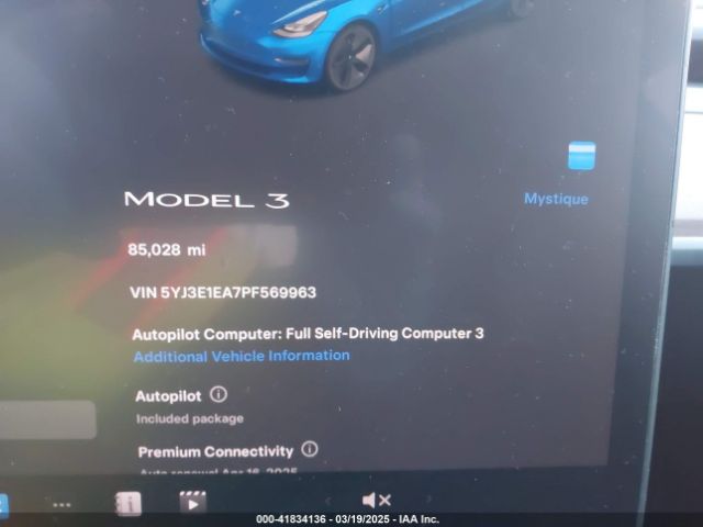 5YJ3E1EA7PF569963 Tesla Model 3 Rear-wheel Drive