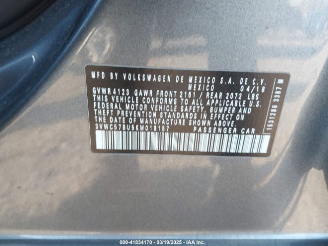 3VWC57BU5KM018157 Volkswagen Jetta 1.4t R-line/1.4t S/1.4t Se