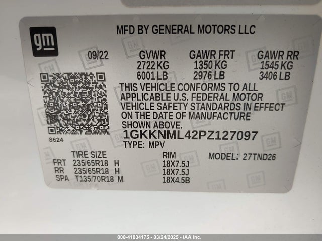 1GKKNML42PZ127097 GMC lsy