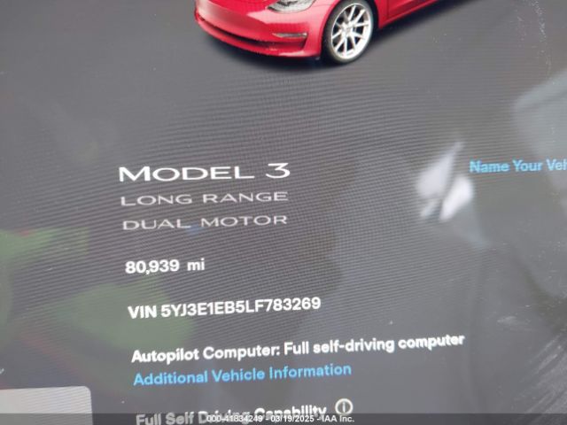 5YJ3E1EB5LF783269 Tesla Model 3 Long Range Dual Motor All-wheel Drive
