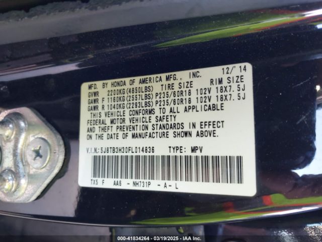 5J8TB3H30FL014836 Acura RDX