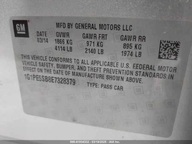 1G1PE5SB8E7328379 Chevrolet Cruze 2lt Auto