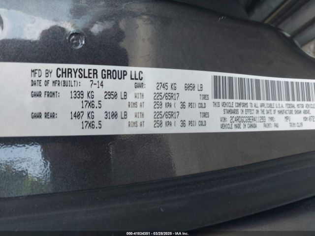 2C4RDGCG9ER411293 Dodge Grand Caravan Sxt