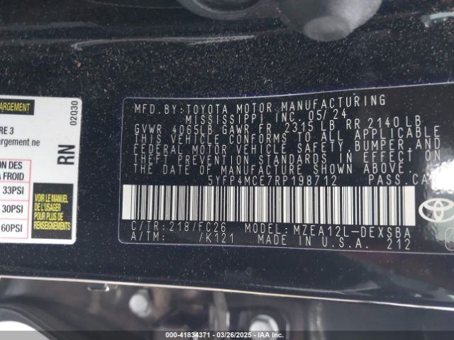 5YFP4MCE7RP198712 Toyota COROLLA SE