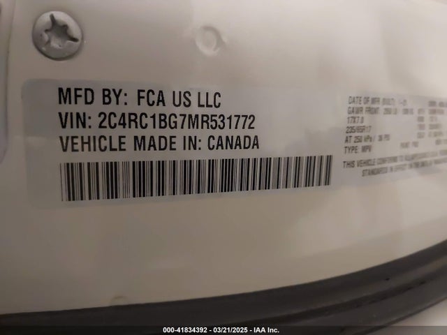2C4RC1BG7MR531772 Chrysler Pacifica Touring L