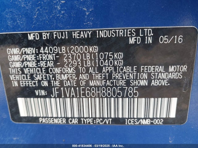 JF1VA1E68H8805785 Subaru Wrx Premium