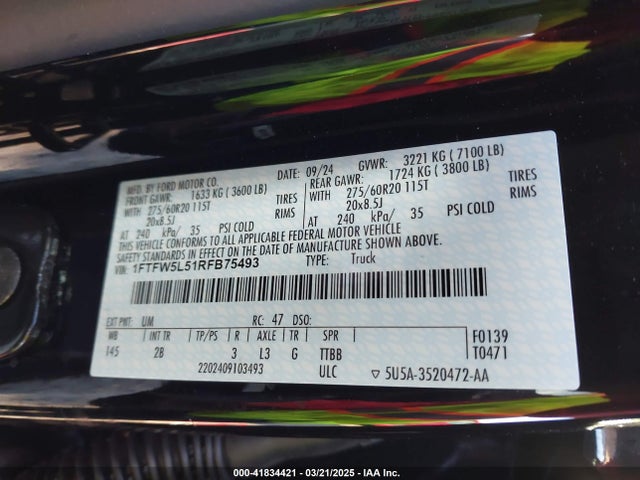 1FTFW5L51RFB75493 Ford F-150 Lariat