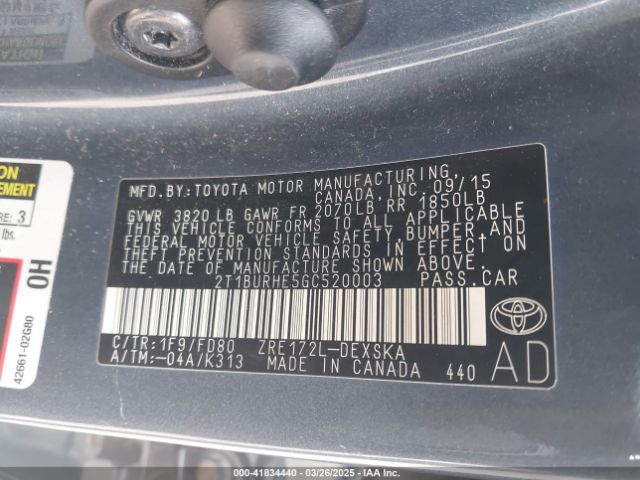 2T1BURHE5GC520003 Toyota Corolla S Plus