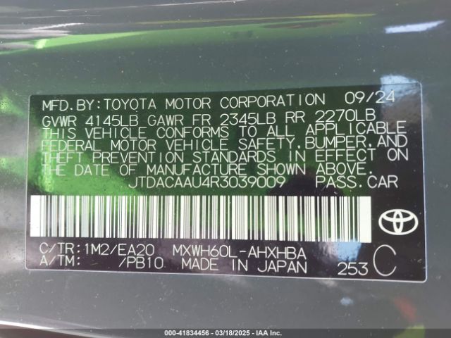 JTDACAAU4R3039009 Toyota Prius Limited