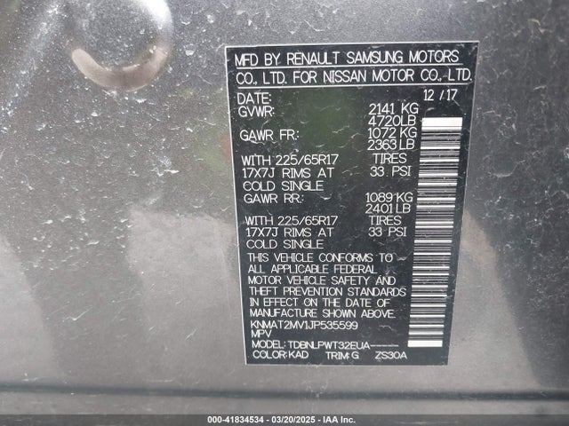 Nissan ROGUE S 2018 KNMAT2MV1JP535599 Image 9
