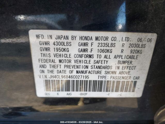 2006 ACURA TSX JH4CL96846C027195 Photo 8