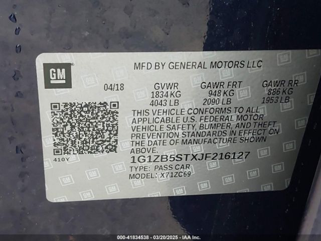 1G1ZB5STXJF216127 Chevrolet Malibu 1ls