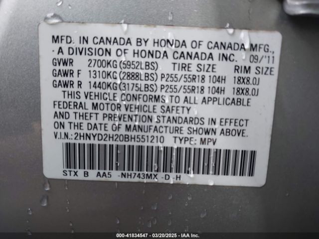 2011 ACURA MDX 2HNYD2H20BH551210 Photo 8