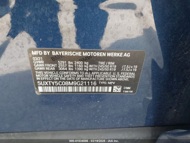 5UXTY5C08M9G21116 BMW X3 Xdrive30i
