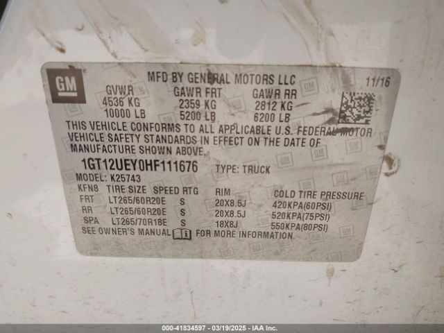 1GT12UEY0HF111676 GMC Sierra 2500hd Denali