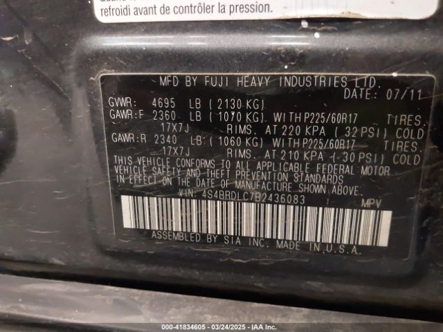 2011 SUBARU OUTBACK 4S4BRDLC7B2436083 Photo 8