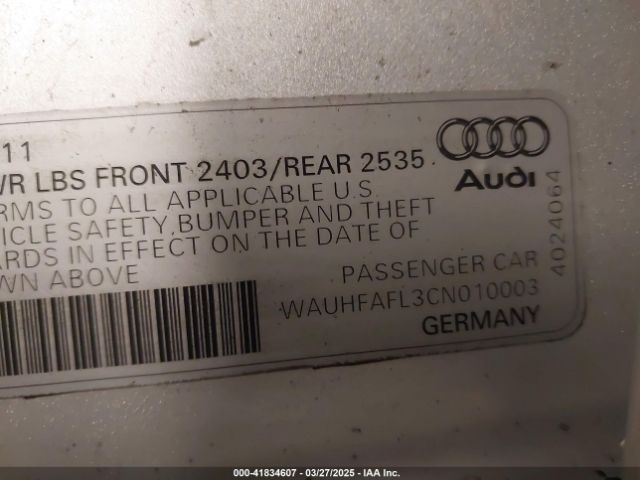 2012 AUDI A4 WAUHFAFL3CN010003 Photo 8