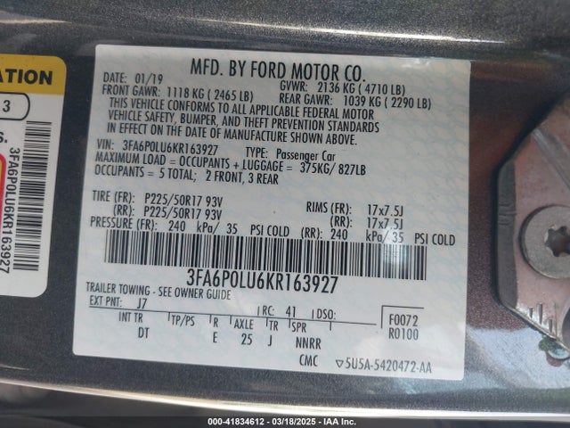Ford Fusion Hybrid Se 2019 3FA6P0LU6KR163927 Image 9