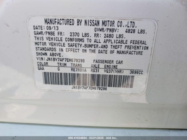 JN1BV7AP7EM679296 Infiniti Q50 Premium