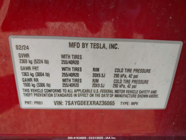7SAYGDEEXRA236065 Tesla Model Y Long Range Dual Motor All-wheel Drive