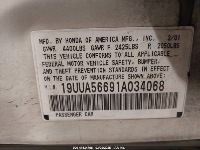 2001 ACURA TL 19UUA56691A034068 Photo 8