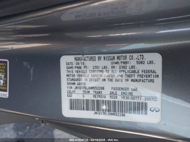JN1EV7EL0HM552298 Infiniti Q60 3.0t Premium