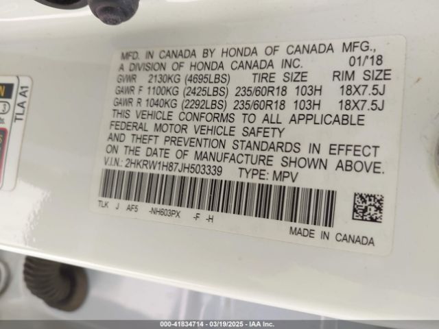 2HKRW1H87JH503339 Honda CR-V