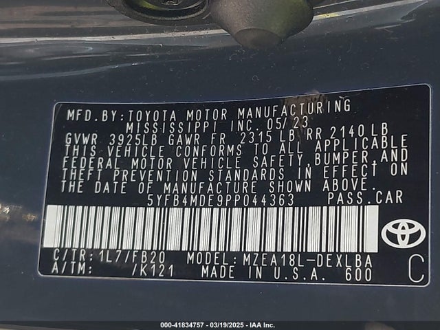 Toyota COROLLA LE 2023 5YFB4MDE9PP044363 Image 9