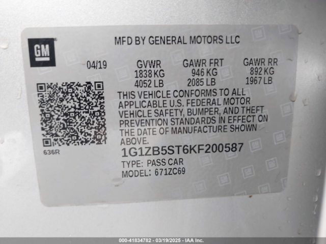 2019 CHEVROLET MALIBU 1G1ZB5ST6KF200587 Photo 8